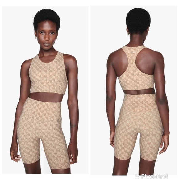 Anine Bing Blake Biker Short in Camel Monogram Print New With Tags!